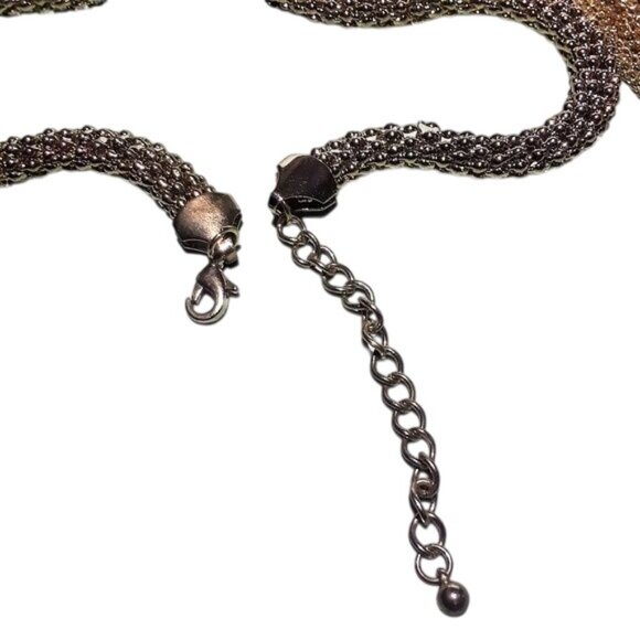 Lariat Style Woven Chain Necklace Tassels Gold tone Vintage 80"s - Picture 4 of 6